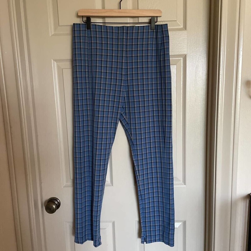 NWT Ann Taylor Womens The Audrey Skinny Slim Pants Blue Windowpane High Rise 12